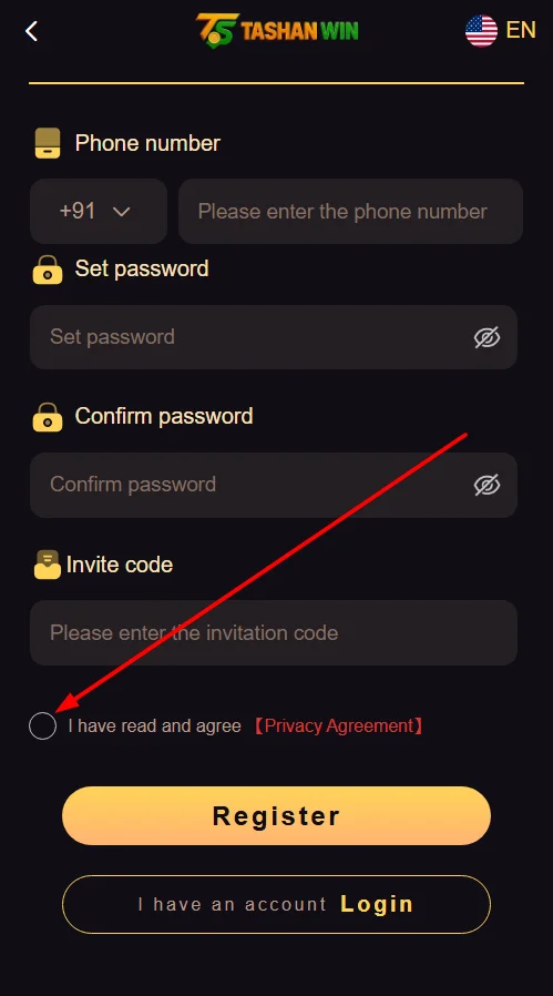Accept the Privacy agreement